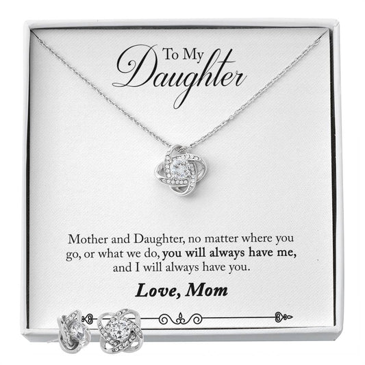 To my Daughter Mother to daughter Personalized Gift Earring and necklace Set w Heartfelt Message