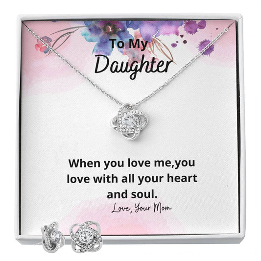 To My Daughter When you love_ Personalized Gift Earring and necklace Set w Heartfelt Message
