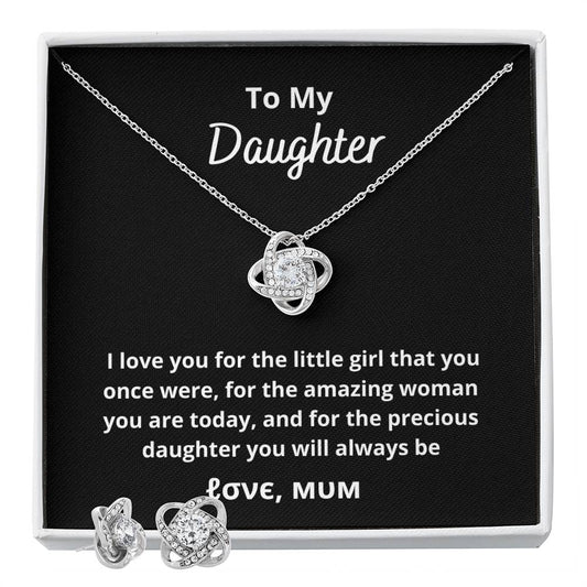 To My Daughter I love you ... Personalized Gift Earring and necklace Set w Heartfelt Message