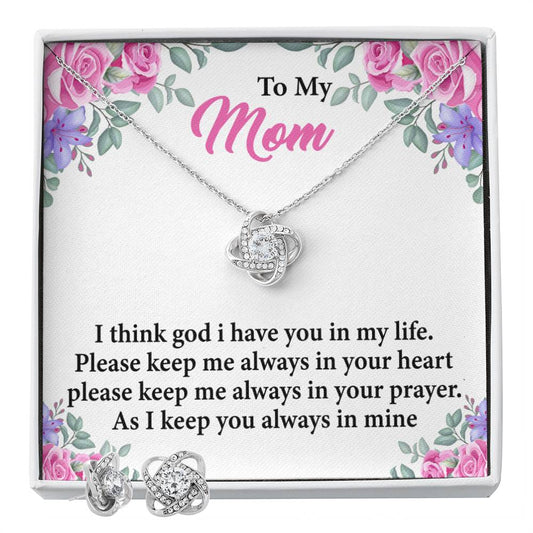To My Mom I think god_ Personalized Gift Earring and necklace Set w Heartfelt Message