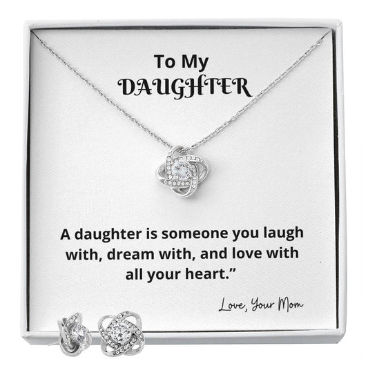 To My DAUGHTER A daughter is_ Personalized Gift Earring and necklace Set w Heartfelt Message