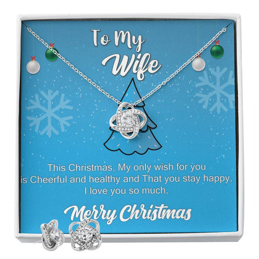 To My Wife This Christmas,_ Personalized Gift Earring and necklace Set w Heartfelt Message