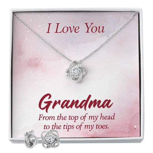 I love you grandma Personalized Gift Earring and necklace Set w Heartfelt Message