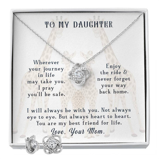 To my daughter journey in life Personalized Gift Earring and necklace Set w Heartfelt Message