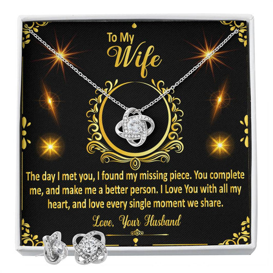 To My Wife The day I_ Personalized Gift Earring and necklace Set w Heartfelt Message