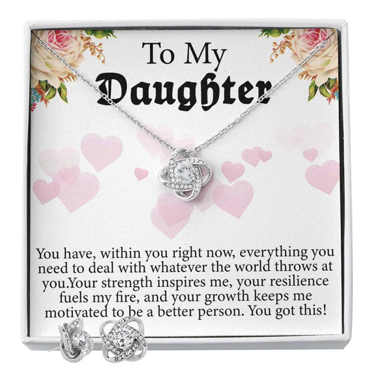 To my daughter everything you need Personalized Gift Earring and necklace Set w Heartfelt Message
