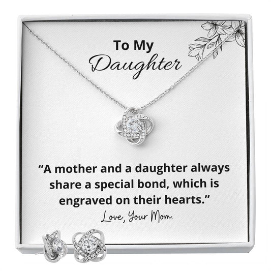 To My Daughter _A mother_ Personalized Gift Earring and necklace Set w Heartfelt Message