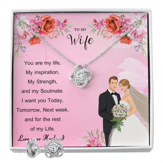 To my Wife You are my life Personalized Gift Earring and necklace Set w Heartfelt Message