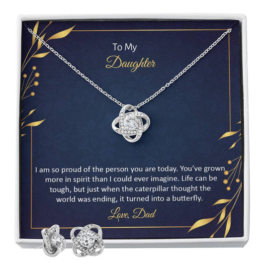 To My Daughter the person you Personalized Gift Earring and necklace Set w Heartfelt Message