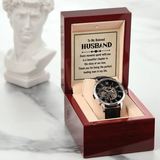 To my beloved husband - Every moment spent with you Personalized Gift Men Watch w Heartfelt Message