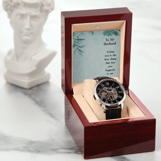 To My Husband-Loving you Personalized Gift Men Watch w Heartfelt Message