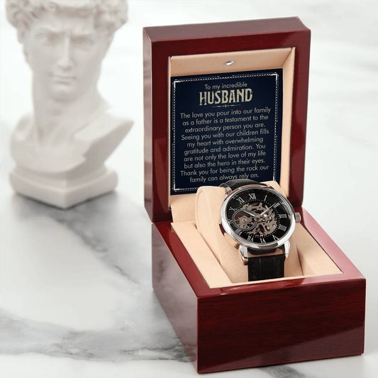 To my incredible husband Personalized Gift Men Watch w Heartfelt Message