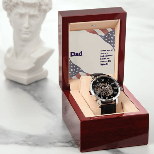To My Dad to the world Personalized Gift Men Watch w Heartfelt Message