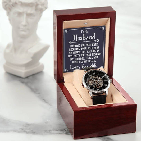 To My Husband - Meeting you was fate Personalized Gift Men Watch w Heartfelt Message