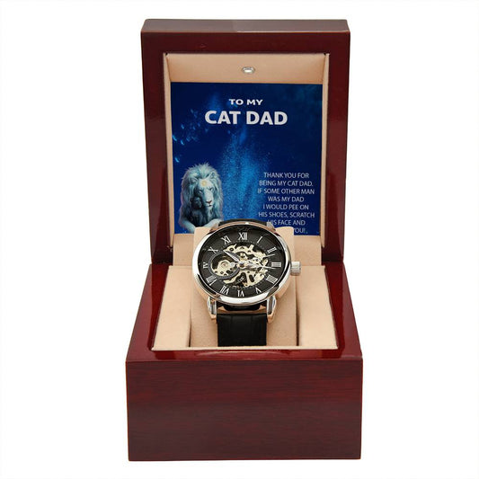 TO MY CAT DAD THANK YOU_ Personalized Gift Men Watch w Heartfelt Message