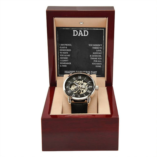 To My Dad- I'm proud Personalized Gift Men Watch w Heartfelt Message