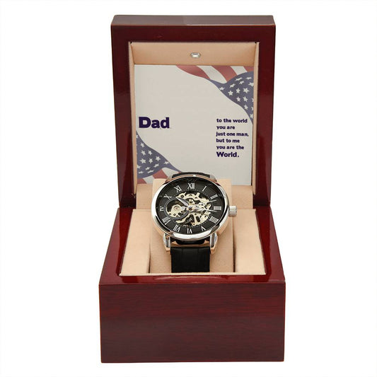 To My Dad to the world Personalized Gift Men Watch w Heartfelt Message