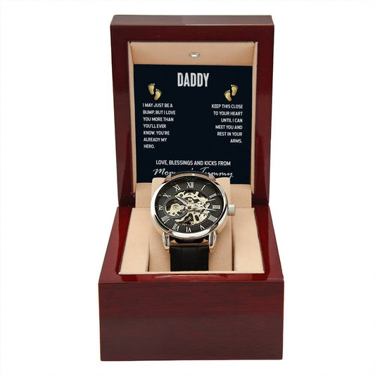 To My Dad I MAY JUST BE A BUMP Personalized Gift Men Watch w Heartfelt Message
