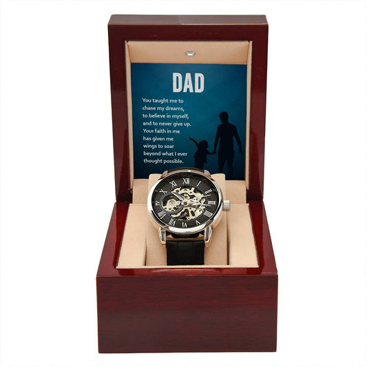 To My Dad You taught me Personalized Gift Men Watch w Heartfelt Message