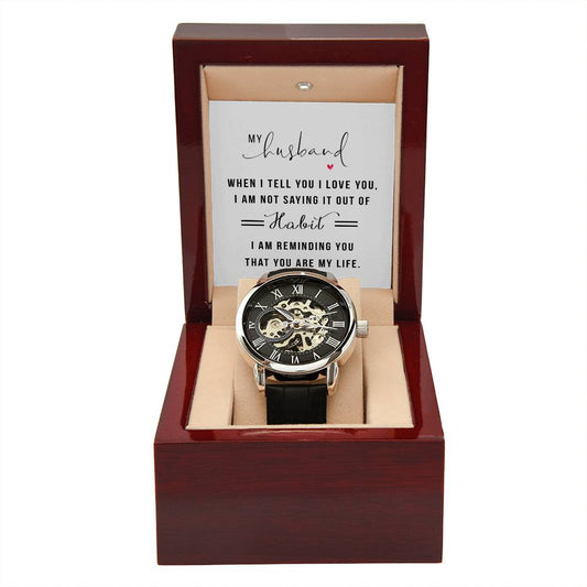 My Husband when I tell you I love you Personalized Gift Men Watch w Heartfelt Message