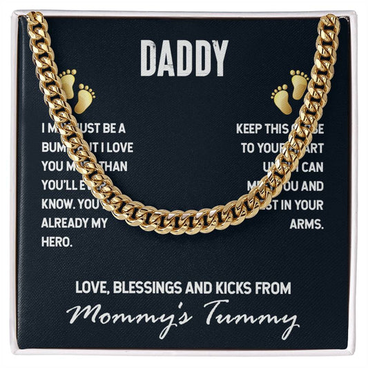 To My Dad I MAY JUST BE A BUMP Personalized Gift Cuban Link Chain w Heartfelt Message