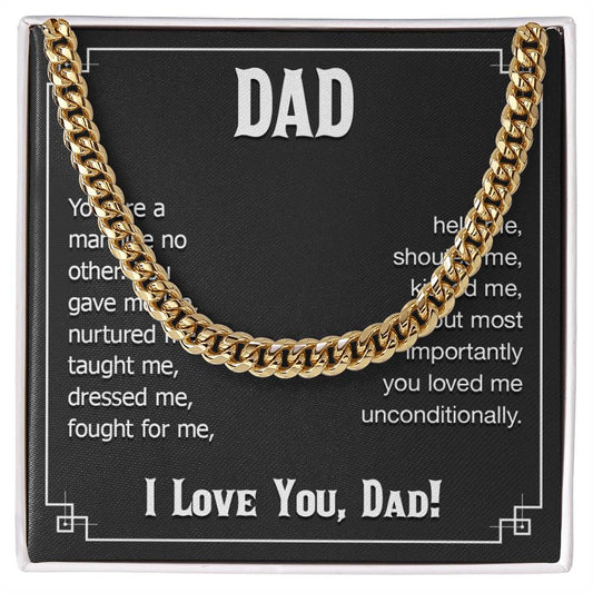 To My Dad you are a man Personalized Gift Cuban Link Chain w Heartfelt Message
