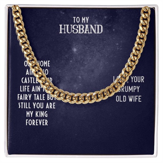 To My Husband-OUR HOME Personalized Gift Cuban Link Chain w Heartfelt Message