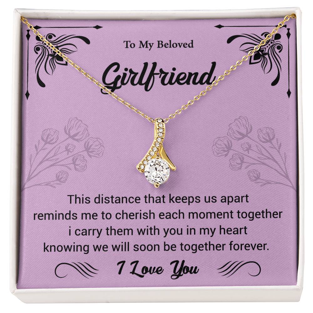 To My Beloved Girlfriend This distance_  Alluring Beauty Necklace Gift Jewelry