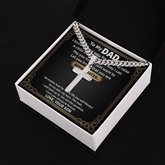 To My DAD I know it_s_ Personalized Gift Cuban Link Chain Cross w Heartfelt Message