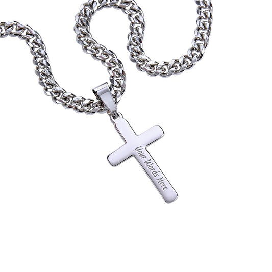To My Husband merry Christmas with Personalized Gift Cuban Link Chain Cross w Heartfelt Message