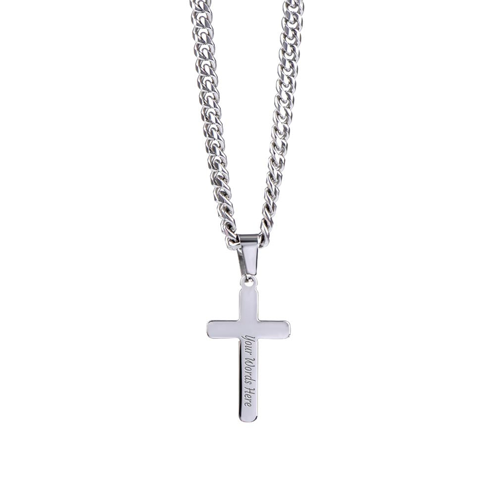 To My Husband merry Christmas with Personalized Gift Cuban Link Chain Cross w Heartfelt Message