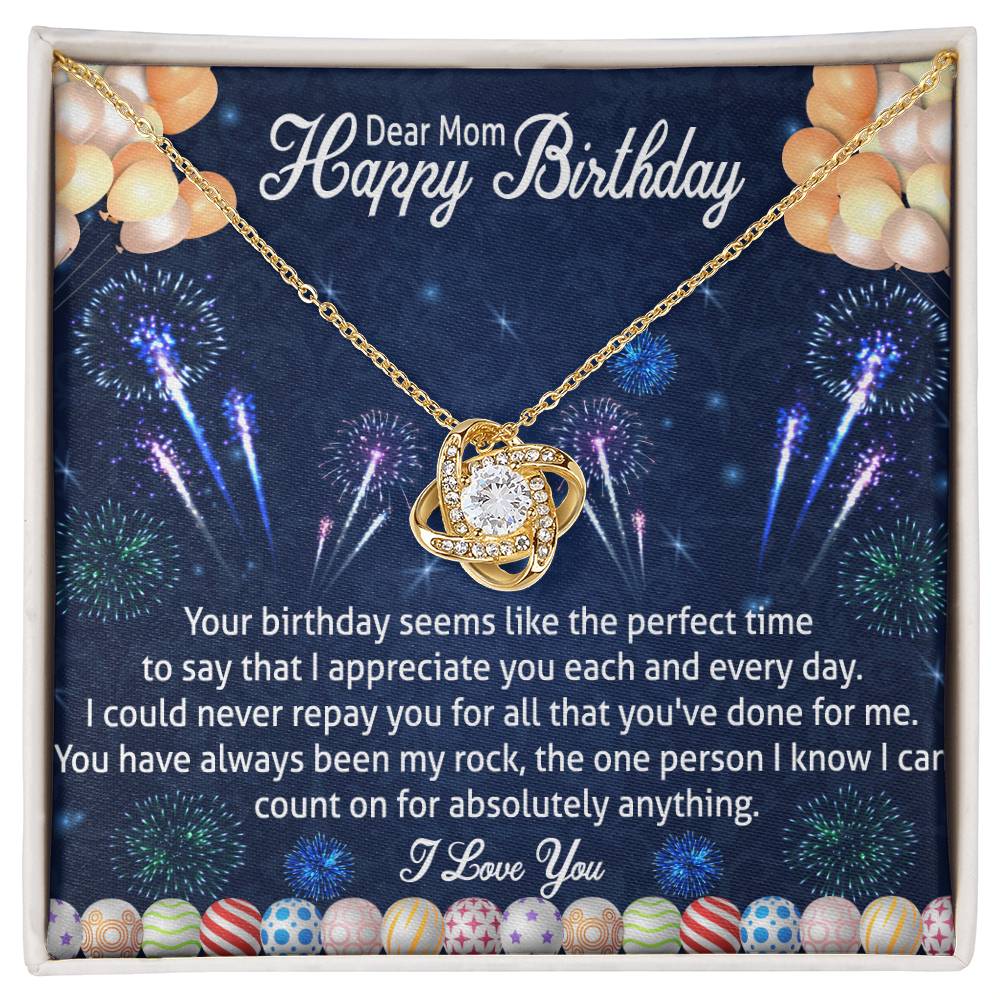 To my mom Happy birthday cannot repay Love Knot Necklace