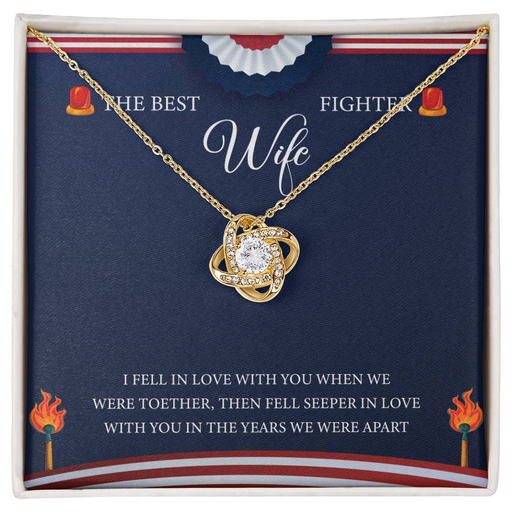 THE BEST Wife FIGHTER I FELL_ Love Knot Necklace