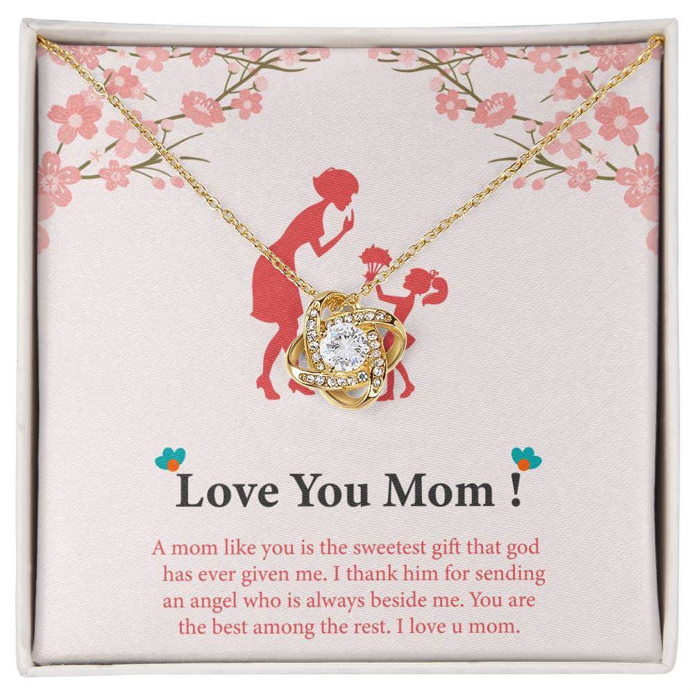 Love You Mom! A mom_ Love Knot Necklace