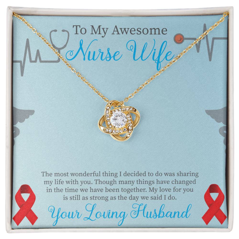 To My Awesome Mr Nurse Wife_ Love Knot Necklace