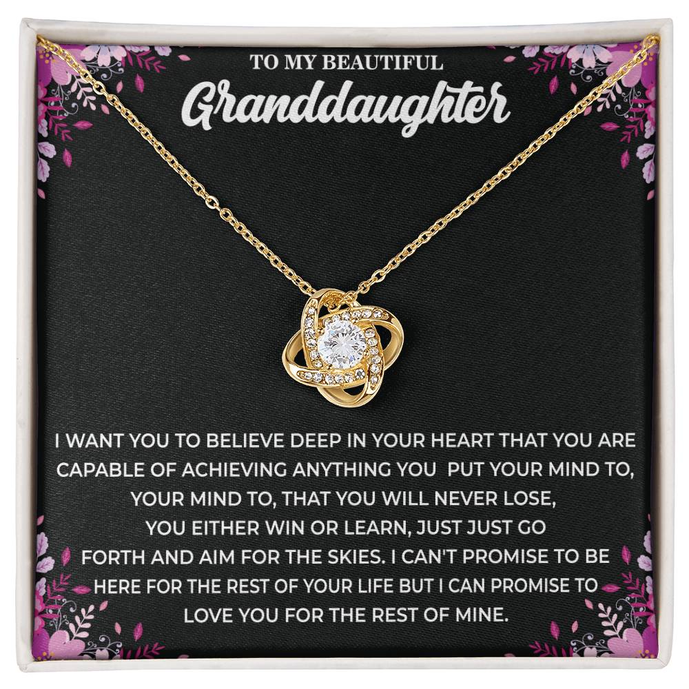 TO MY BEAUTIFUL Granddaughter I WANT_ Love Knot Necklace