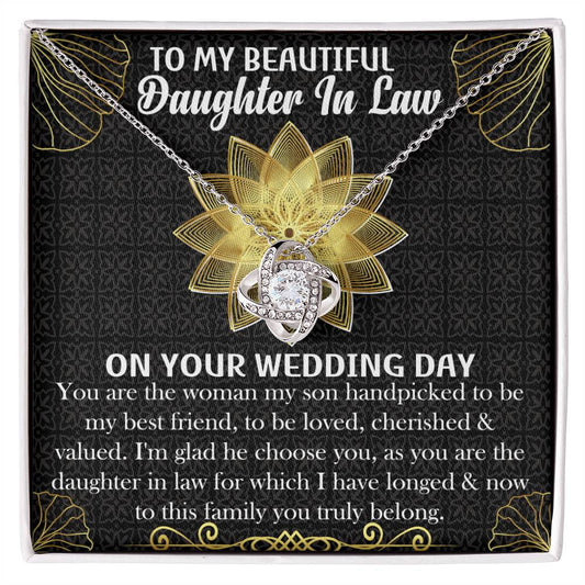 TO MY Daughter in law on your Wedding Love Knot Necklace