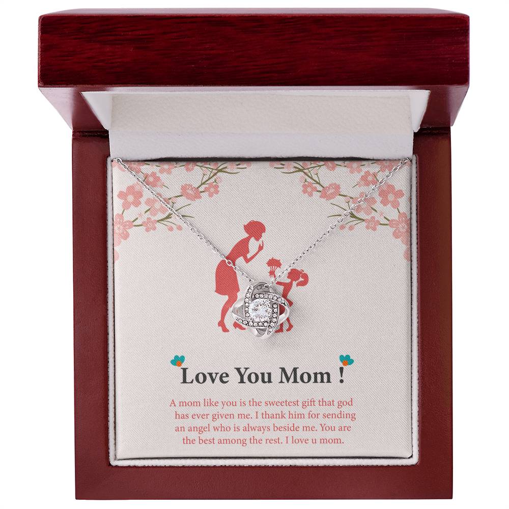 Love You Mom! A mom_ Love Knot Necklace