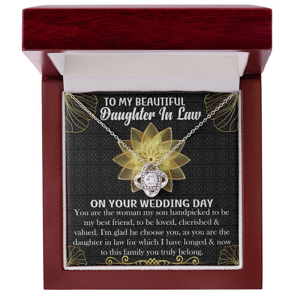 TO MY Daughter in law on your Wedding Love Knot Necklace