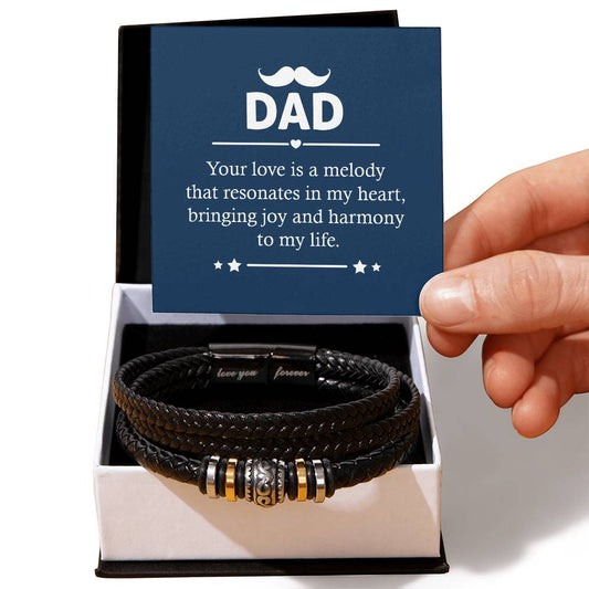 To My Dad Your love is a melody Personalized Men's Bracelet w Heartfelt Message