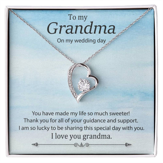 To my Grandma On my wedding_ Gift Necklace Jewelry with a heartfelt durable Message Card