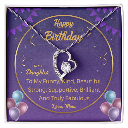 To my daughter funny kind Happy birthday Gift Necklace Jewelry with a heartfelt durable Message Card
