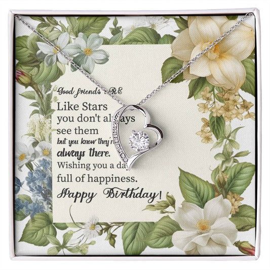 Happy Birthday Good friends aRE Like Stars you_ Gift Necklace Jewelry with a heartfelt durable Message Card