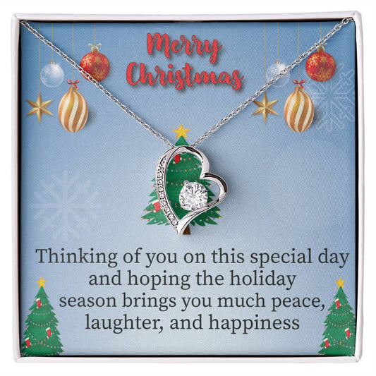 Merry Christmas Thinking of you_ Gift Necklace Jewelry with a heartfelt durable Message Card