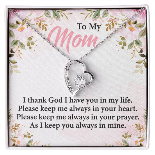 To My Mom I thank God_ Gift Necklace Jewelry with a heartfelt durable Message Card