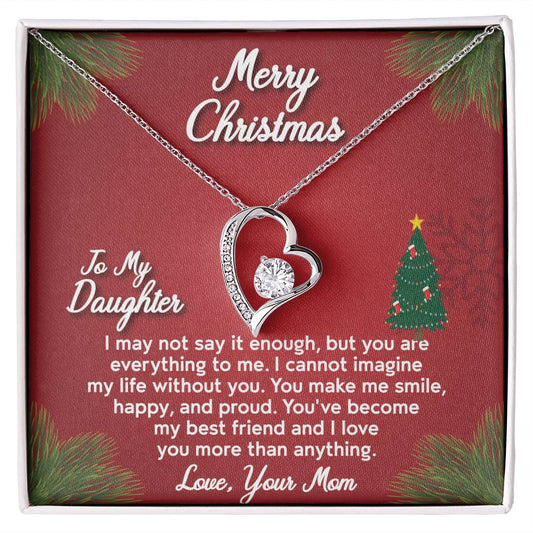 Merry Christmas to My Daughter I_ Gift Necklace Jewelry with heartfelt durable Message Card