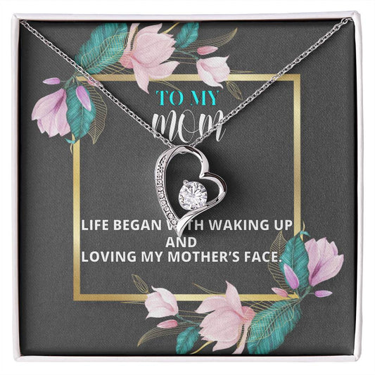 TO MY mom LIFE BEGAN WITH_ Gift Necklace Jewelry with a heartfelt durable Message Card