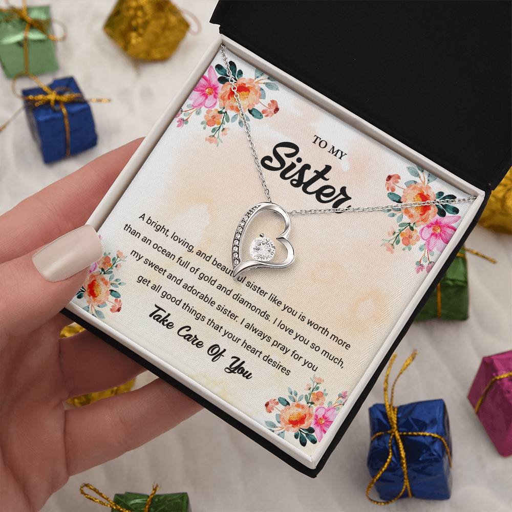 TO MY Sister A bright, loving, and beautiful sister like you is worth_ Gift Necklace Jewelry with a heartfelt durable Message Card