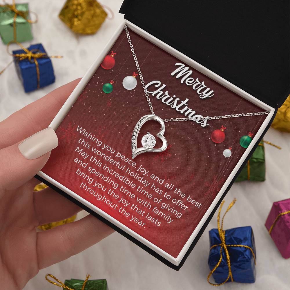 Merry Christmas Wishing you peace,_ Gift Necklace Jewelry with a heartfelt durable Message Card
