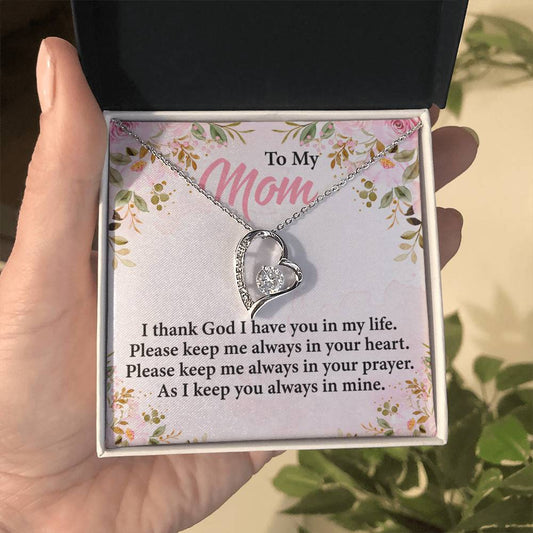 To My Mom I thank God_ Gift Necklace Jewelry with a heartfelt durable Message Card